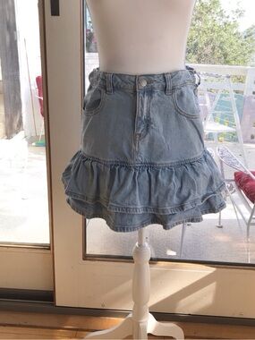 Cat & Jack Light Blue Denim Ruffle Mini Skirt